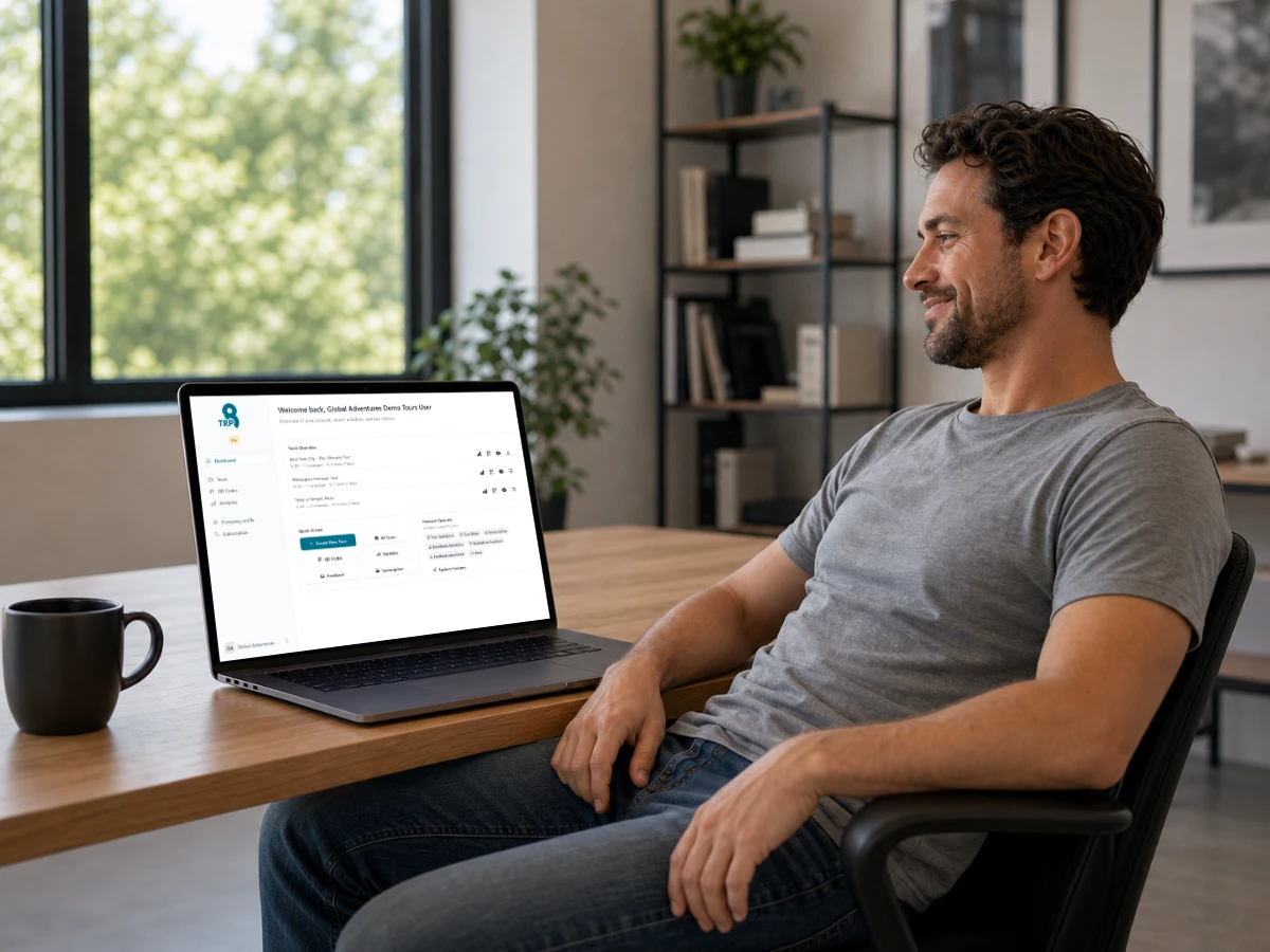 Tour provider creating a tour on a laptop